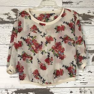 Sheer Floral top vintage inspired Small